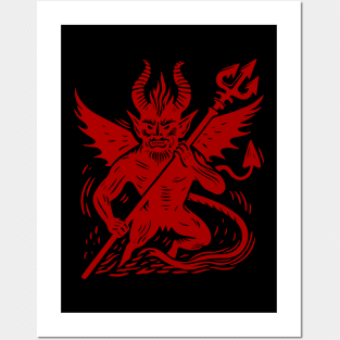 Lino Cut Devil Posters and Art